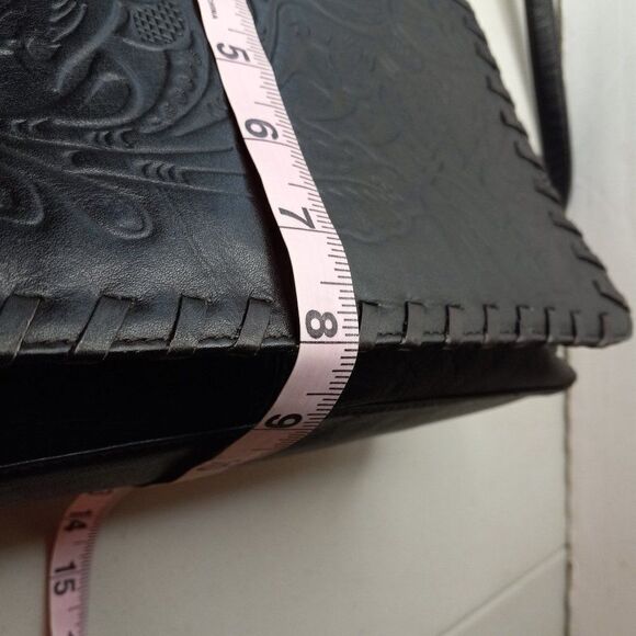 Vintage Cafe by Marlo Embossed Black Crossbody bag Cottagecore Granny Chic - Picture 11 of 14